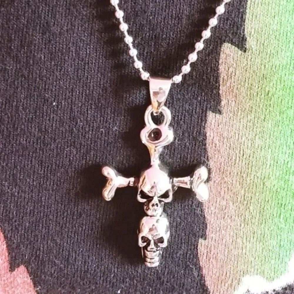 Skull Pendant Crossbone Ball Chain